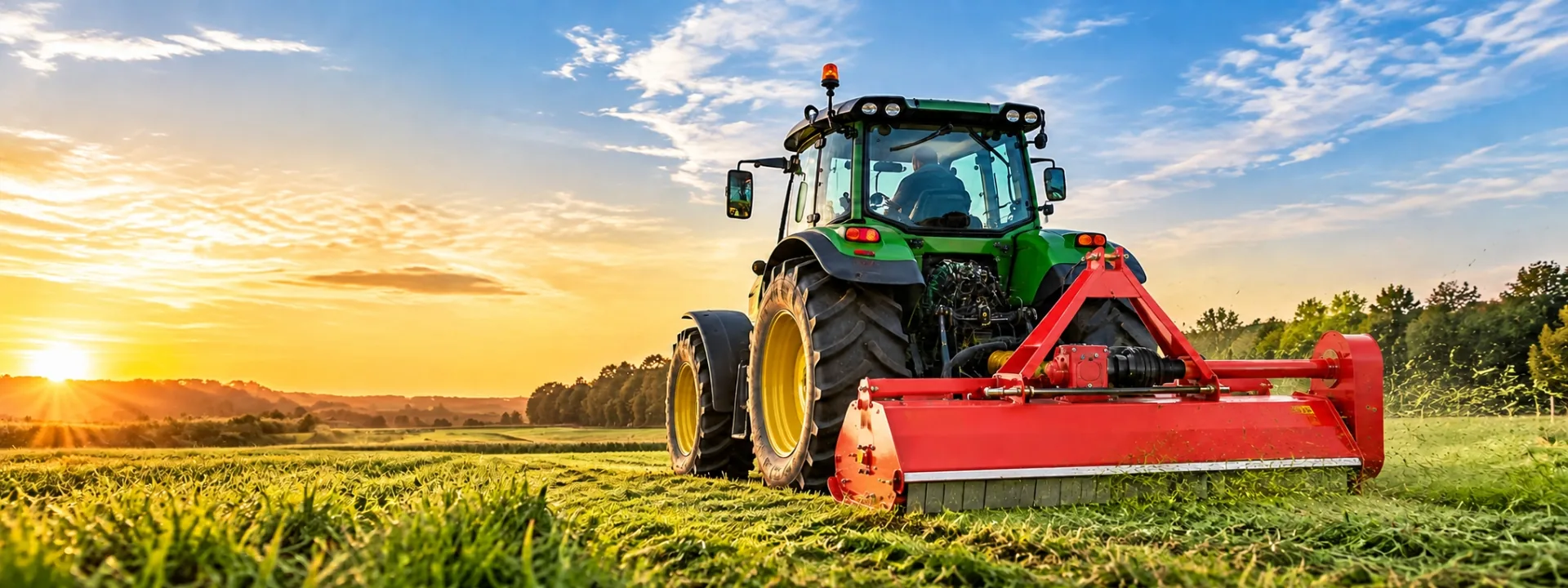 Agri-Pro flail mower attached to tractor in a field